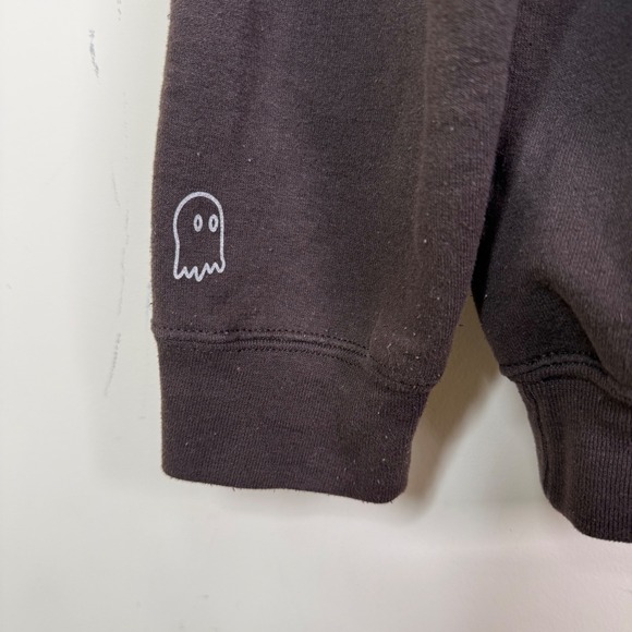 Lonely Ghost Hoodie Mens Medium Brown Its Cool To Care Earth Smiley Sweatshirt - Picture 4 of 7